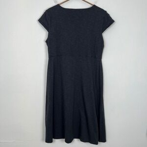 Toad & Co Rosemarie Dress Charcoal V-Neck Short Sleeve Midi Size Large